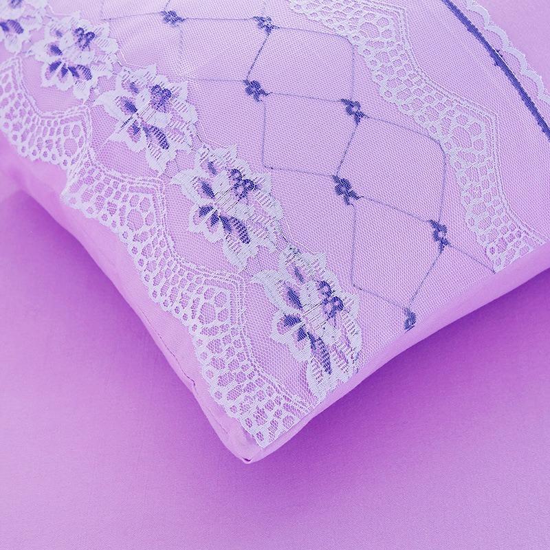 Bedding Bed Skirt Princess Korean Style Princess Purple Lace Bed Skirt 1 Pair Pillowcase Three-piece Bed Cover Twin Bedspreads