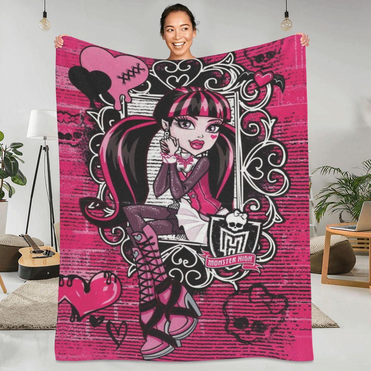 

Теплое мягкое одеяло для пикника, одеяло Monster High, фланелевое покрывало для красивой девушки в стиле аниме, кресло, графический чехол для дивана-кровати