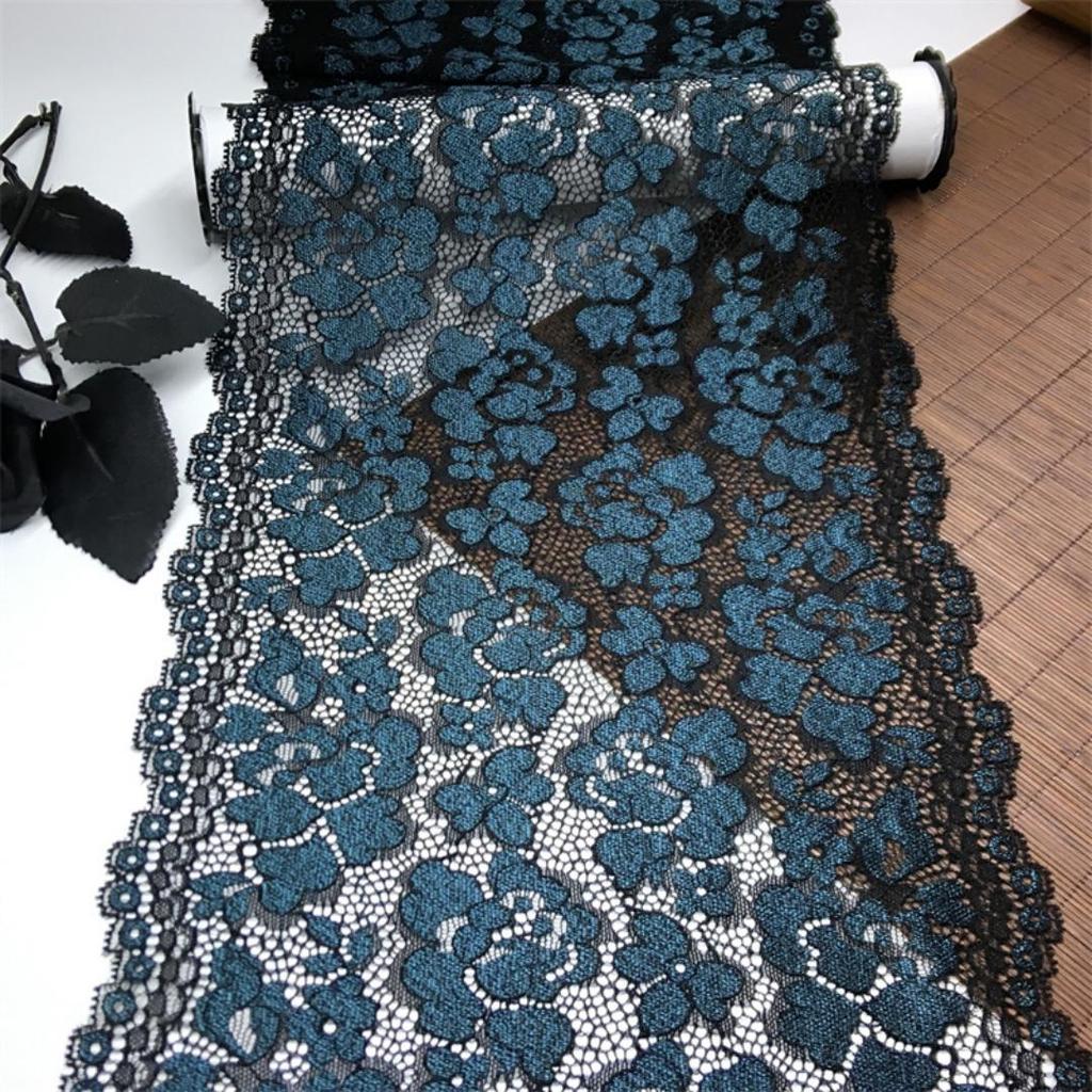 22.5cm wide Elastic Lace, Two Tone Stretchy Spandex Trim Lace for Lingerie, Bra, Underwear, Sewing & Crafting