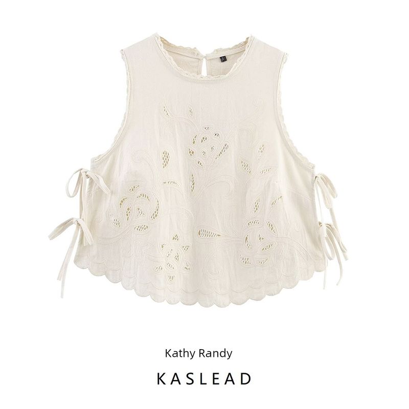 Kaslead New Women Clothes Western Style Versitile Fashion Bowknot Decoration Embroidery Top 7200221