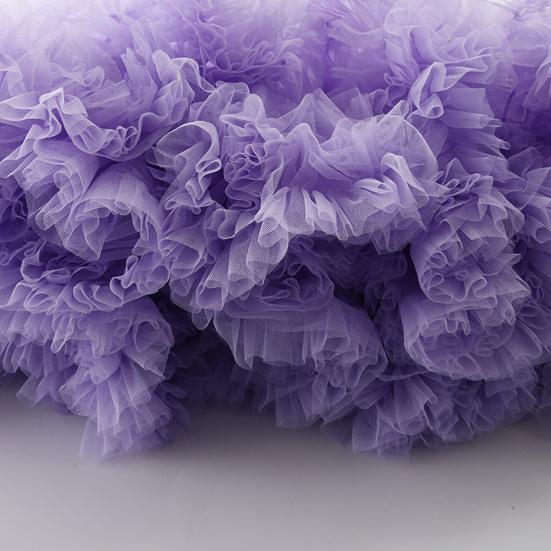 Mesh Yarn Midi Skirt High Elastic Waist Ruffles Trim A-line Skirt