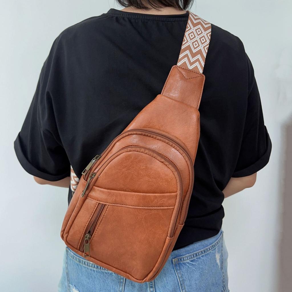 Women's Bag Casual Fashion Retro Breast Bag Solid Color Crossbody Bag Bohemian Style Fanny Bag