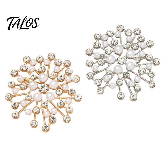 Snowflake Lapel Pin Brooch Pin, Pearls And Rhinestone Decor, Strong Buckle Secure Fit Decorative Clip Brooch, Durable Alloy Fine Electroplating