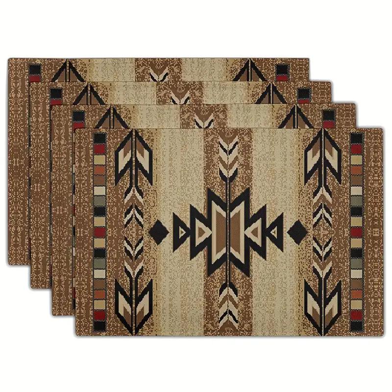 Bohemian Geometric Retro Placemat - Vintage Polyester Heat-Resistant Dining Mat