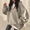 Y2K Koreanischer Hoodie Damen Harajuku Übergroße lässige Kapuzenmäntel Laterne Langarm Tasche Pullover Sweatshirt