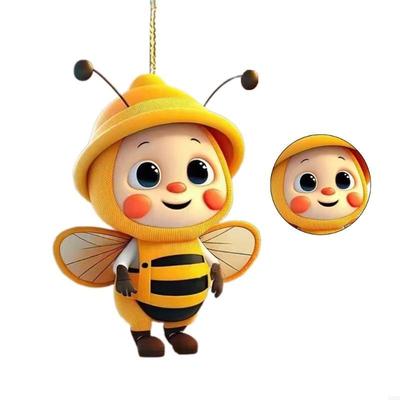 62KD Bees Ornament,Car Mirrorr Hangings Decorations Acrylic Car Rear View Mirrorr Hold