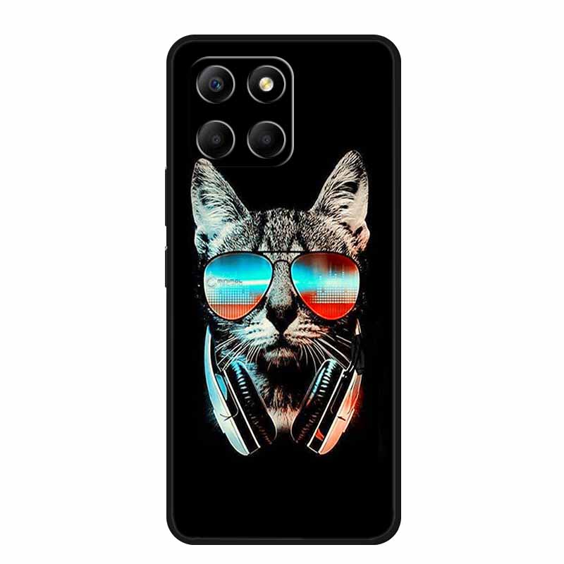Etui For Honor X6a Zwierzęta TPU Silikon Miękki Tylny Pokrowiec na Telefon dla Huawei Honor X6a HonorX6A 2023 Ochronny Wilk Czarny Fajny Capa