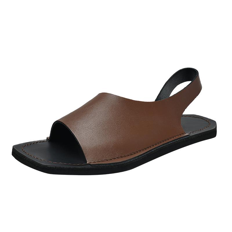 Men'S Summer Outdoor Slippers  Fashionable Simple Sandals Open Toe Anti-Slip Wear-Resistant Flat Beach Shoes
