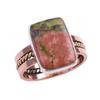 Natural Unakite Gemstone Two Tone 925 Sterling Silver Jewelry Ring Size 8.5 K6q86