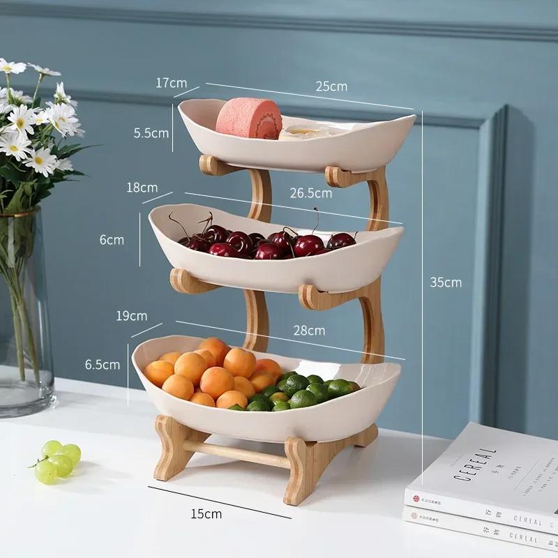 1Pcs Snack Storage Candy Plate Household Dim Sum Plate Fruit Plate Fruit Tray Bamboo Shelf Dried Fruit Tray Creative Living Room