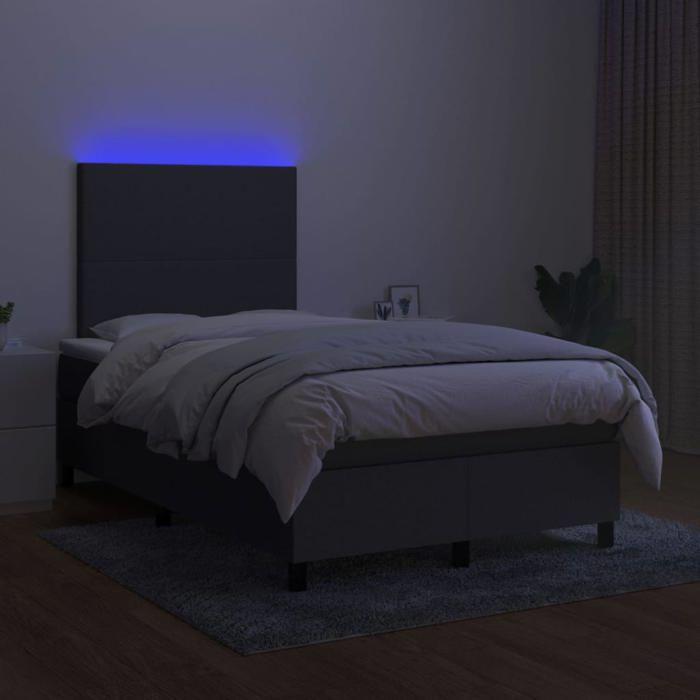 Maison Exclusive - Sommier à lattes de lit et matelas et LED Gris foncé 120x200 cm