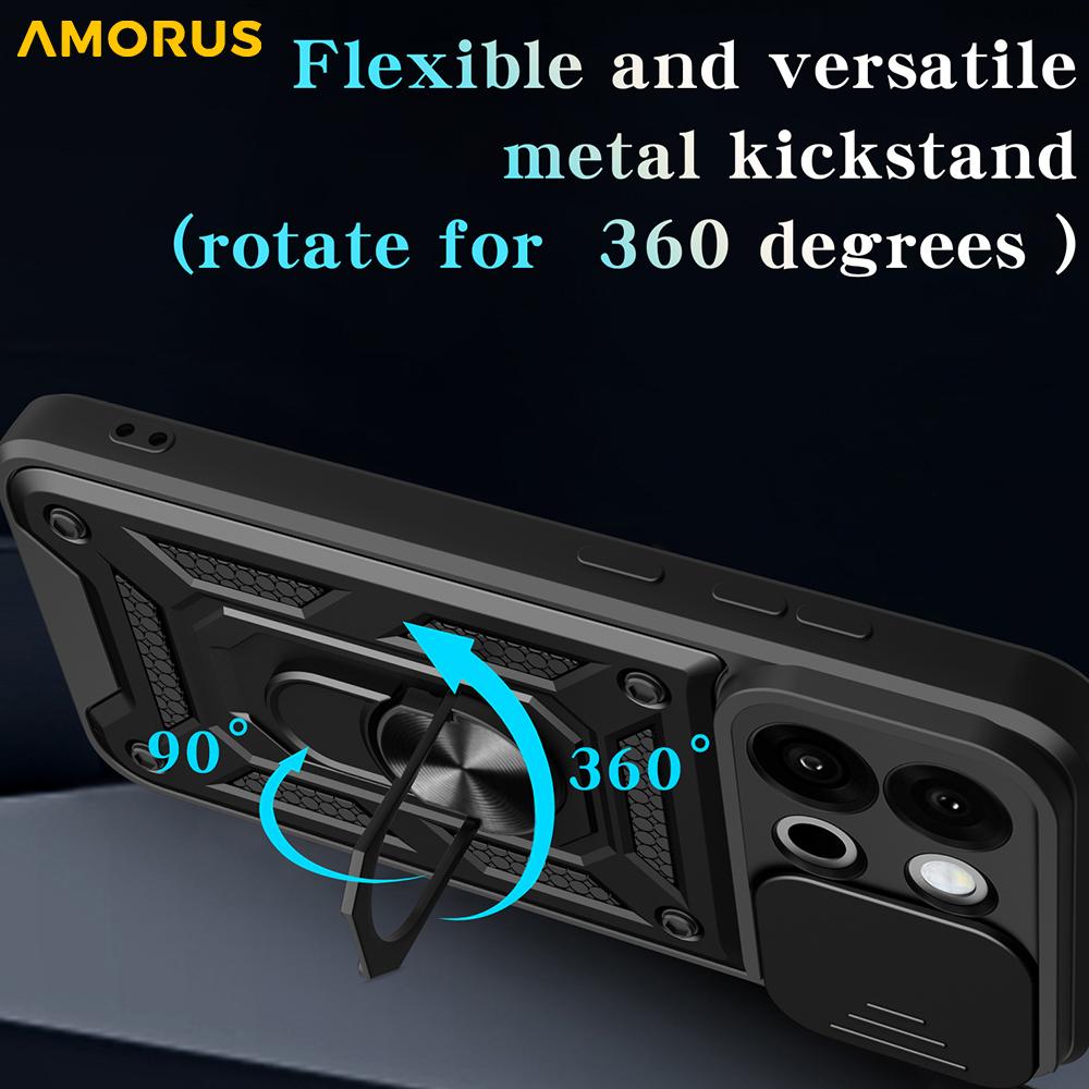 AMORUS For OnePlus 13s 5G/13T 5G Case Kickstand PC+TPU Phone Cover with Camera Lens Slider