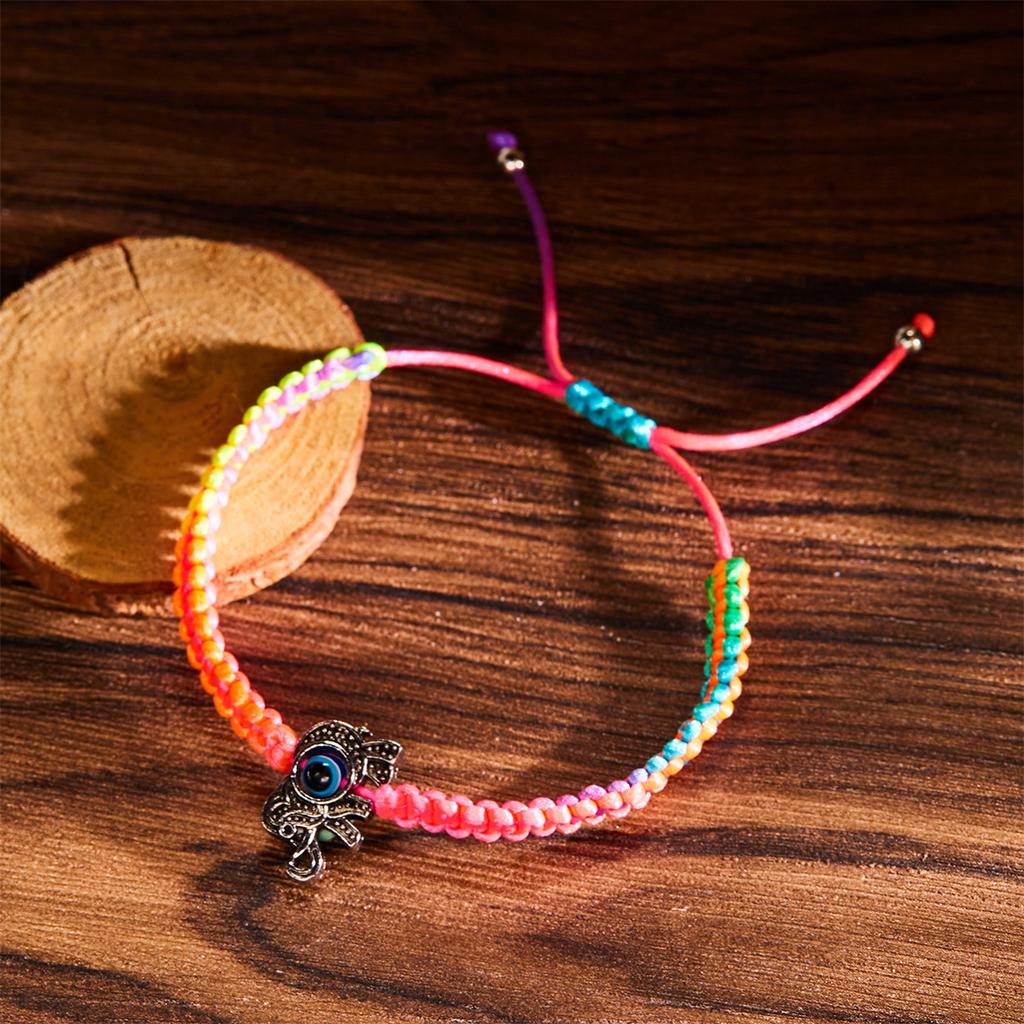 Retro Handmade Woven Evil Eyes Elephant Bracelet For Women Men Simple Classic Animal Evil Eye Bracelet Bangle Friendship Jewelry