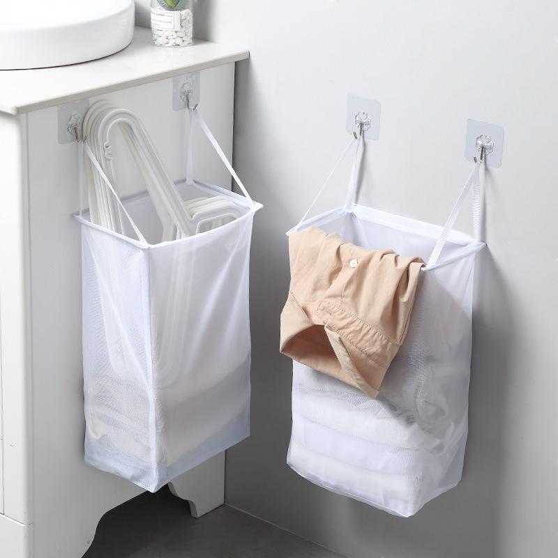 Hanging Net Bag Laundry Hamper Folding Household For Dirty Clothes Clothes Storage Basket Laundry Basket Wall Mounted