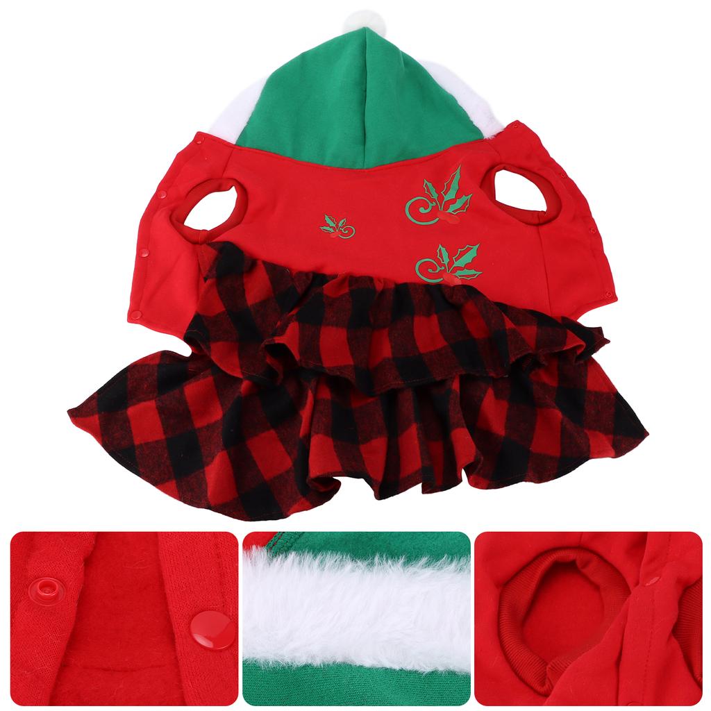 Weihnachts Hunde Katzen Kleid Warm und Leicht Kariertes Netz Herbst und Winter Haustierkleidung