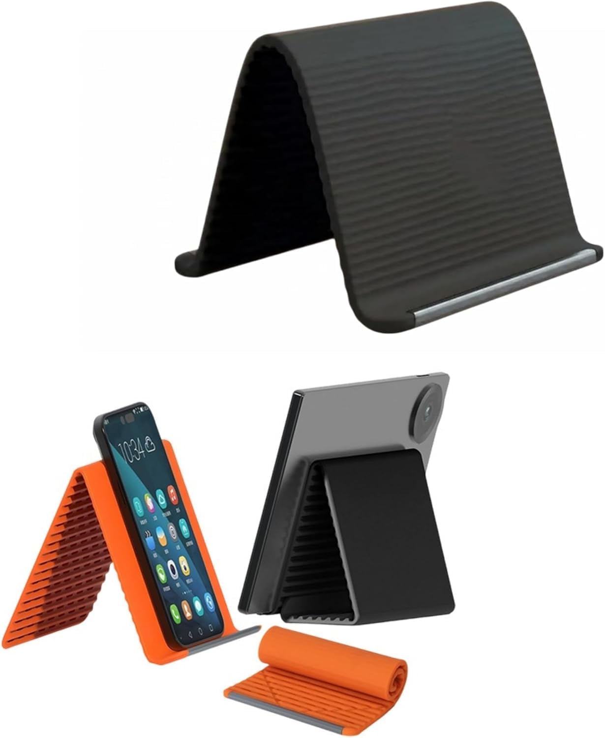 

Flexible Foldable Silicone Phone Stand with Aluminum, Adjustable Anti-Slip Multi-Angle Holder for Phone, Tablet, Laptop чёрный