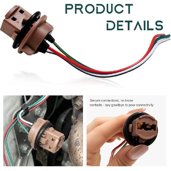 2PCS 7443 Brake Light Bulb Holder, Waterproof LED Bulbs Socket Vehicle Plastic Female Adapter, Turn Signal Lights Brake Lights Socket Pigtail Harness