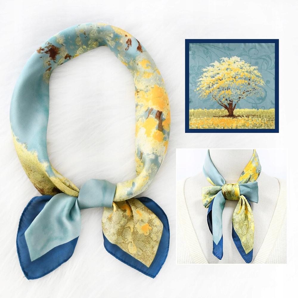 Scarf with print, women' synthetic silk, gift scarf, 70x70