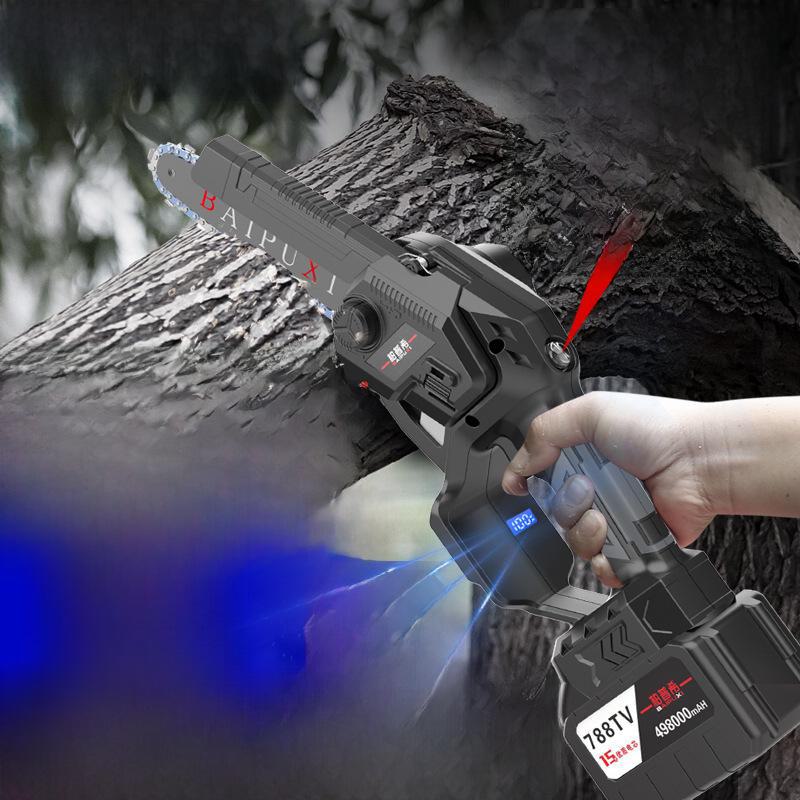 6" & 8" Brushless Lithium Battery Electric Chainsaw, High Power Handheld, Rechargeable, One-Handed Mini Felling Saw for Household Use