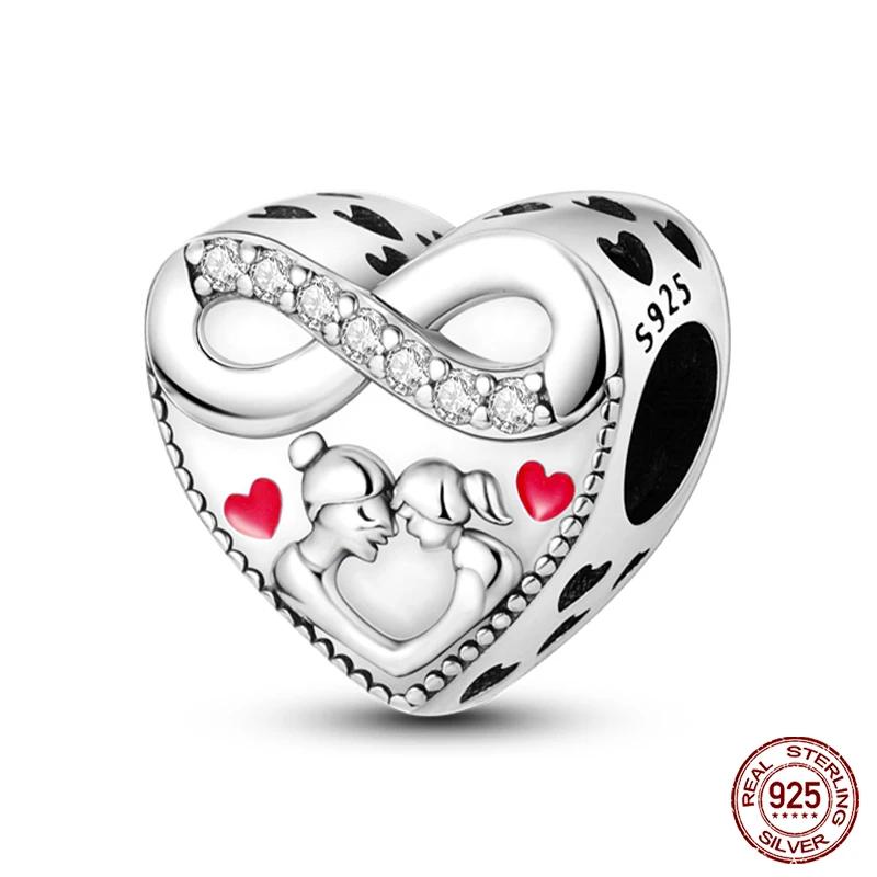 S100% Copper Heart Shaped Warm Family Charm Beads Fit Pan Original Bracelets Fine Diy Jewelry Gifts