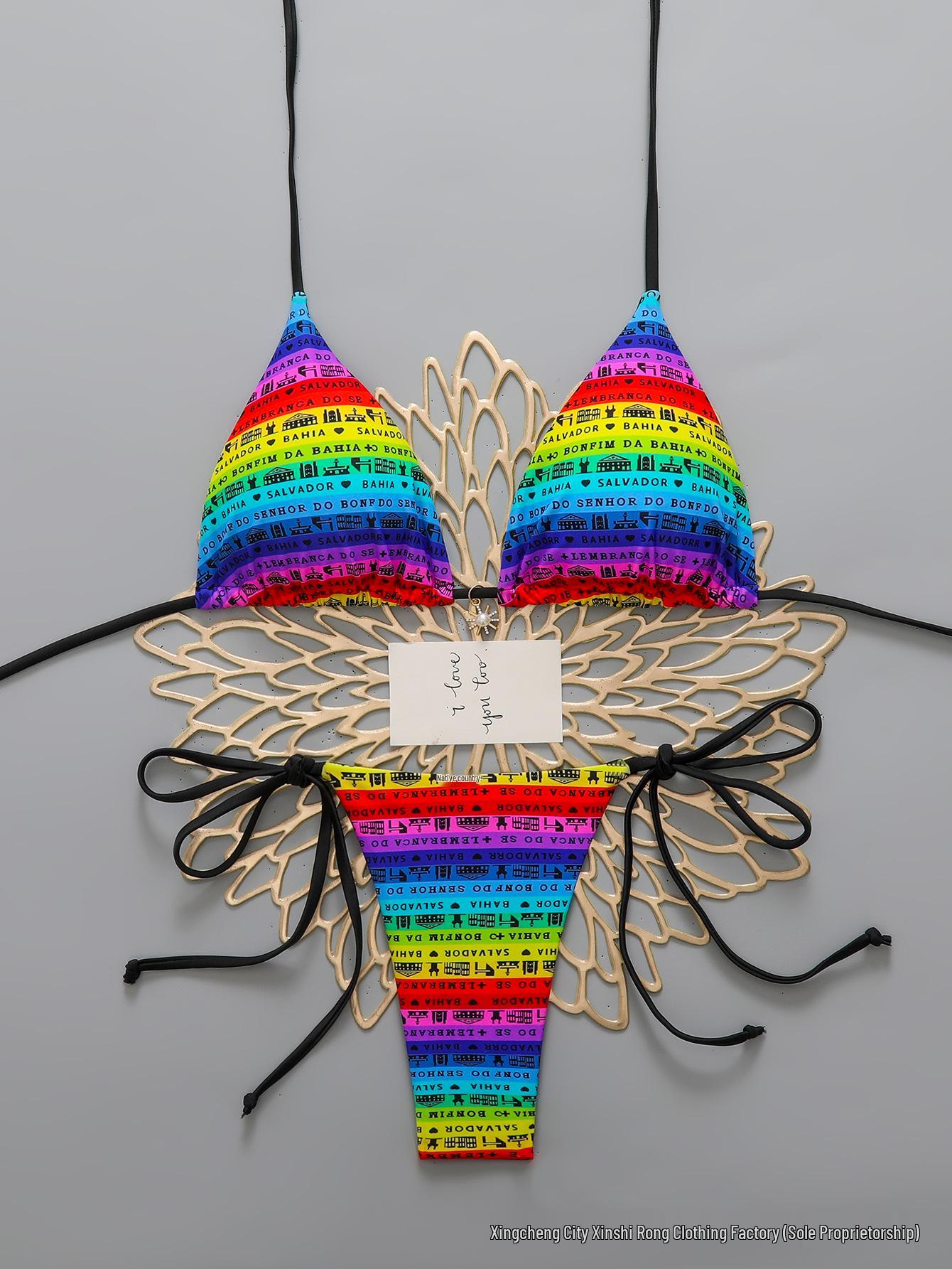 Европейско-американский кросс-бордерный нейлоновый принт, 2-piece бикини, 2026: Сексуальный купальник для отпуска на горячих источниках Large