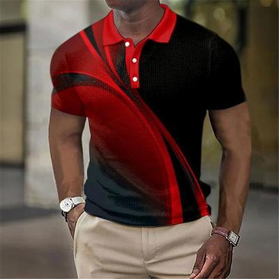 Herren Poloshirt Kurzarm Farbverlauf 3D-Druck Oberteile Mode Polyester Atmungsaktiv Bequem Poloshirts