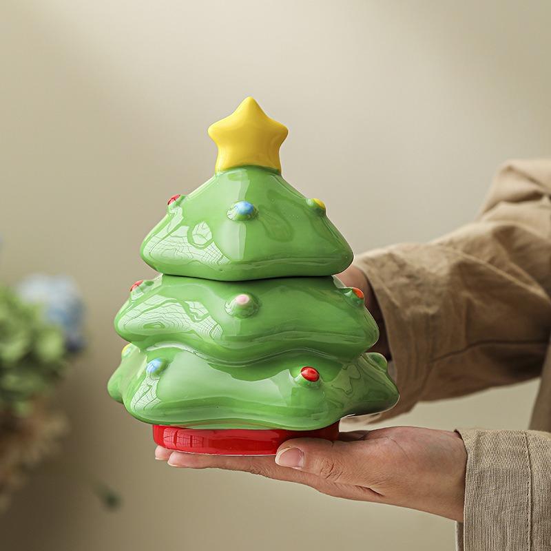 Creative Ceramic Christmas Tree Storage Jar Cute Candy Jar & Decorative Jewelry Organizer for Home Decor Perfect Birthday Gift