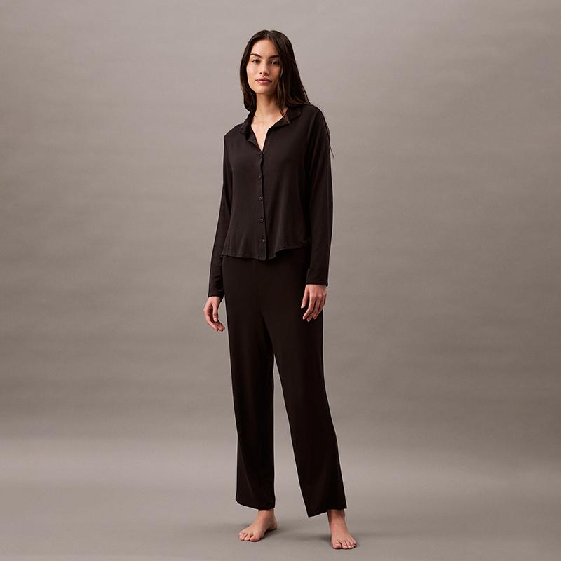 Calvin Klein Soft Stretch Straight Leg Casual Lounge Pants Women bottoms Space-Black QS7285