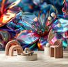 Wallpaper 3D glass flowers bouquet