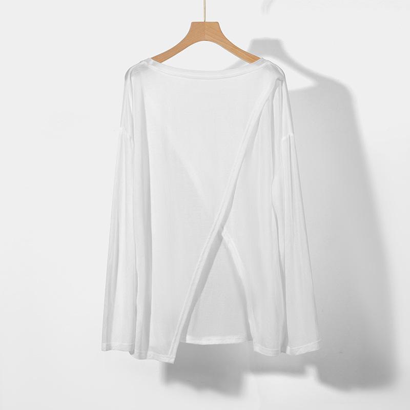 

Женский топ с V-образным вырезом и разрезом для танцев и йоги - Легкий, солнцезащитный, свободного кроя для весны/лета One Size белый