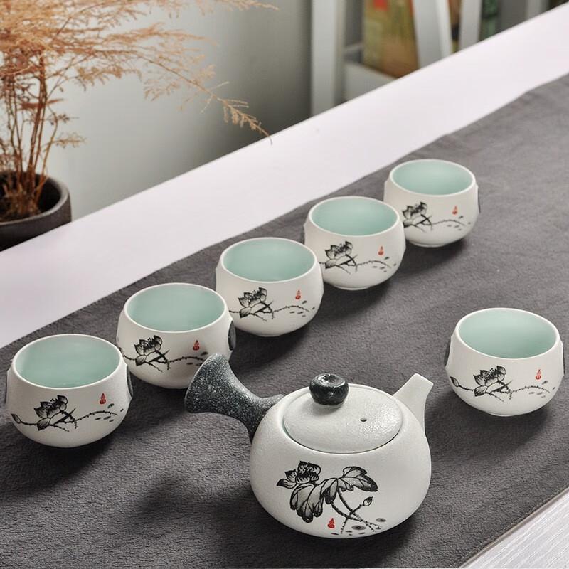 

Dàrùnyáo Hand-Painted Ceramic Tea Set - 7-Piece Snowflake Glaze