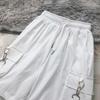 Summer Cargo Shorts Women Y2K Harajuku Streetwear Hip Hop with Chain Shorts Bf High Waist Baggy Wide Leg Short Pants