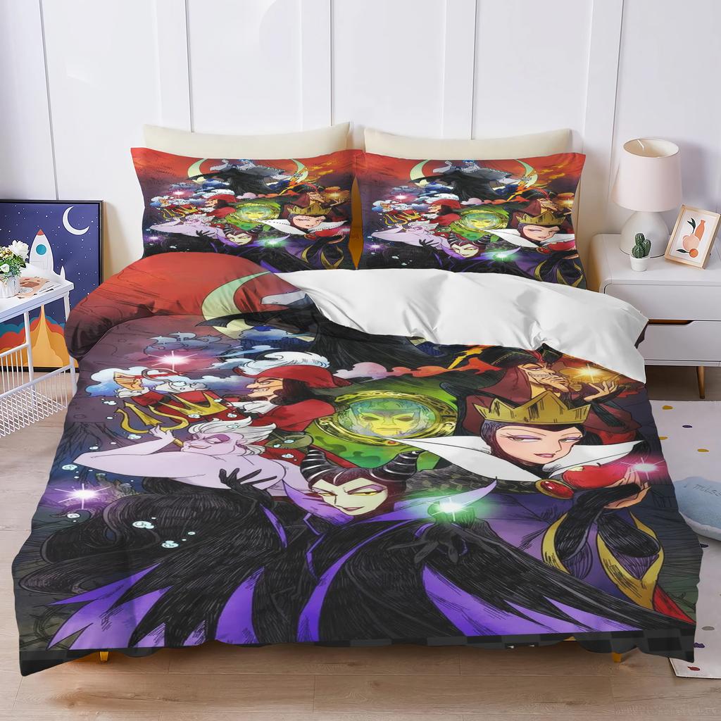 Disney Villains Maleficent Ursula Evil Queen Bedding Set Duvet Cover Comforter Sets Double Comforte 100% Polyester 3-Piece Set