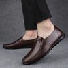 2259 Men'S Shoes Loafers Leather Shoes Foot Cover Cowhide Surface One Pedal Flat-Soled Handmade Casual Shoes Large Size Single Shoes