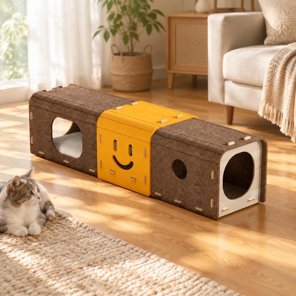 Felt Cat Tunnel Enclosed for Living Room, Bedroom