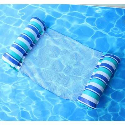 Summer Swim Inflatable Floating Water Mattresses Hammock Stripe Lounge Chairs Pool Water Sports Toys Floating Mat Pool Toys Kids
