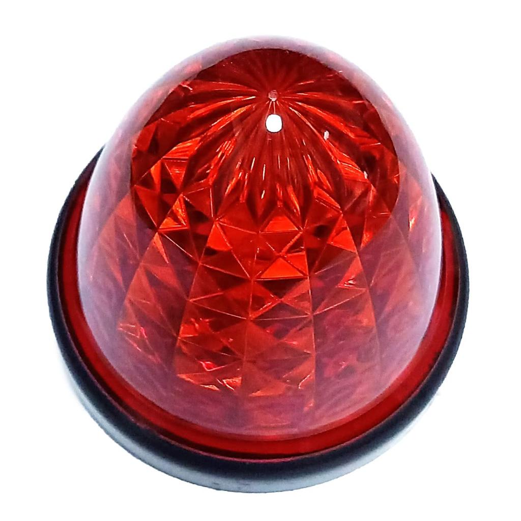 Customize 24V Truck LED Side Marker Lamps with Crystal 16 Universal Cutout, LEDs, Fit, Yellow/Red/White/Amber (6 Red)