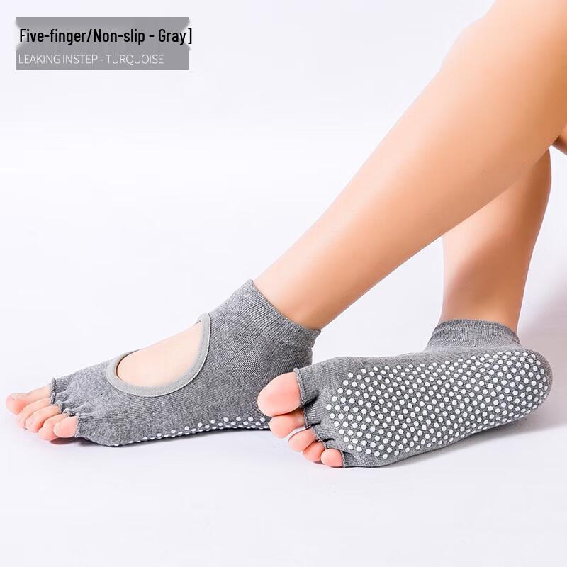 WEZHO Women s Anti-Slip Open-Toe Five-Toe Yoga Socks