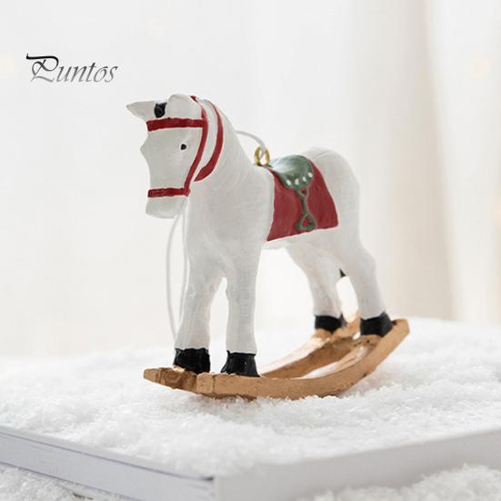 Retro-Weihnachtsanhänger, niedlicher farbiger 3D-Cartoon-Schaukelpferd-Harz-Hängeornament für Weihnachtsbaum, frohe Weihnachten, Zuhause, Urlaubsdekoration