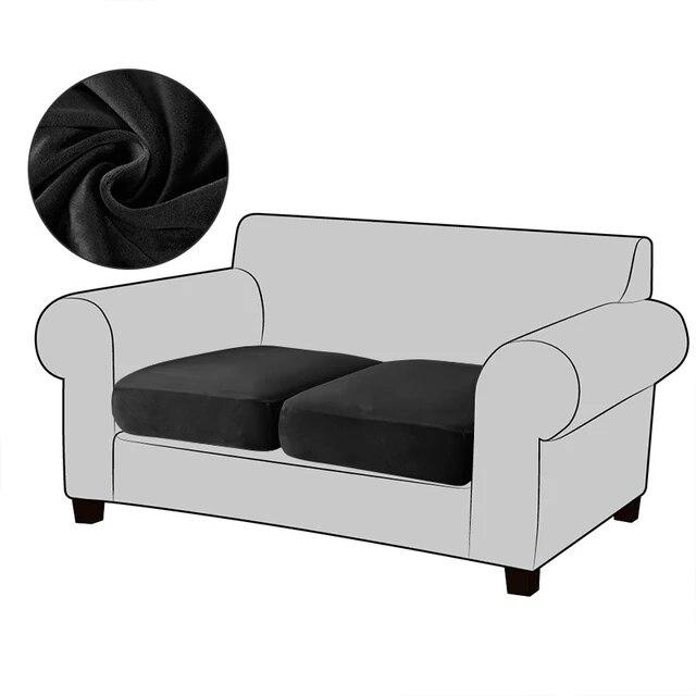 White Velvet Sofa Seat Cushion Cover Elastic for Living Room Corner Couch Cover Stretch Sofas Case Seat Slipcover 1/2/3/4 Seater