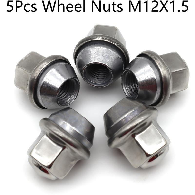 5pcs For Ford KA Transit Ranger Mondeo Kuga Focus Fiesta Car Wheel Lug Nuts M12X1.5 Silver 2434886 2179620 Car Tyre Accessories