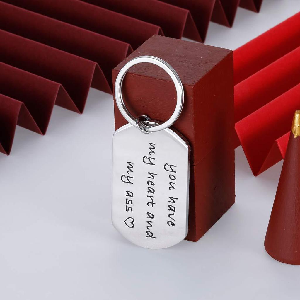 You Have My Heart Stainless Steel Dog Tag Keychain Romantic Couple Design Fashion Keyring Practical Lover Gift