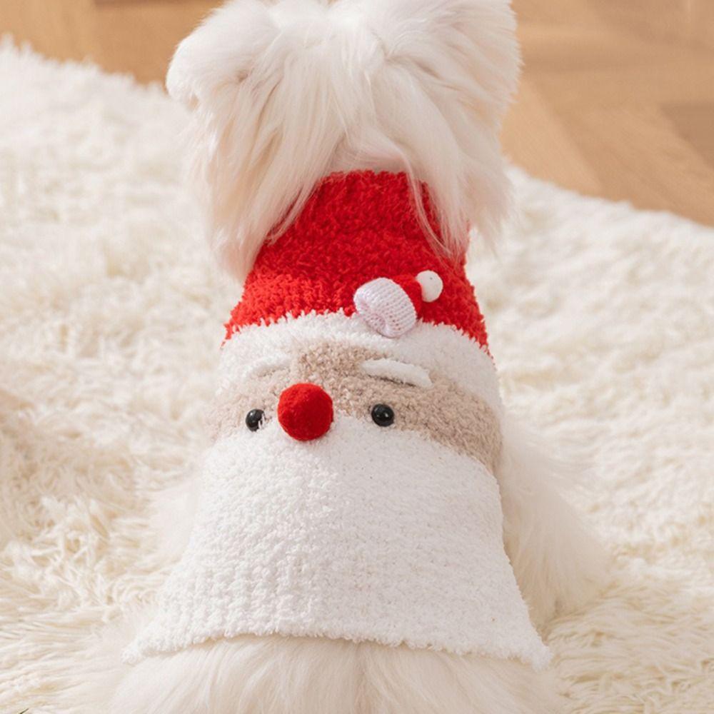 Sleeveless Winter Dog Clothes Santa Claus Style Knit Pet Sweater Christmas Pet Apparel for Cat