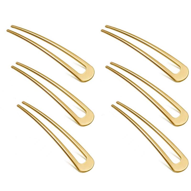 6PCS Fashion Hair Accessories Metal U Shape Hair Stick For Women Silver Gold Color Elegant  Enamel Hairpin Female Headwear Gifts