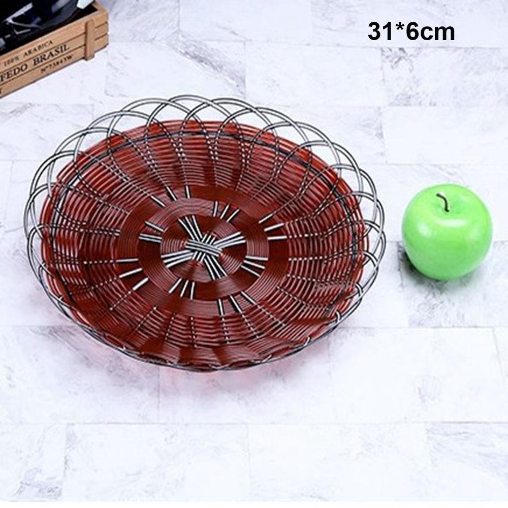 Hardness Plastic Imitation Vine Fruit Platter Brown Handwoven Bread Fruit Vegetables Plate 10 Sizes