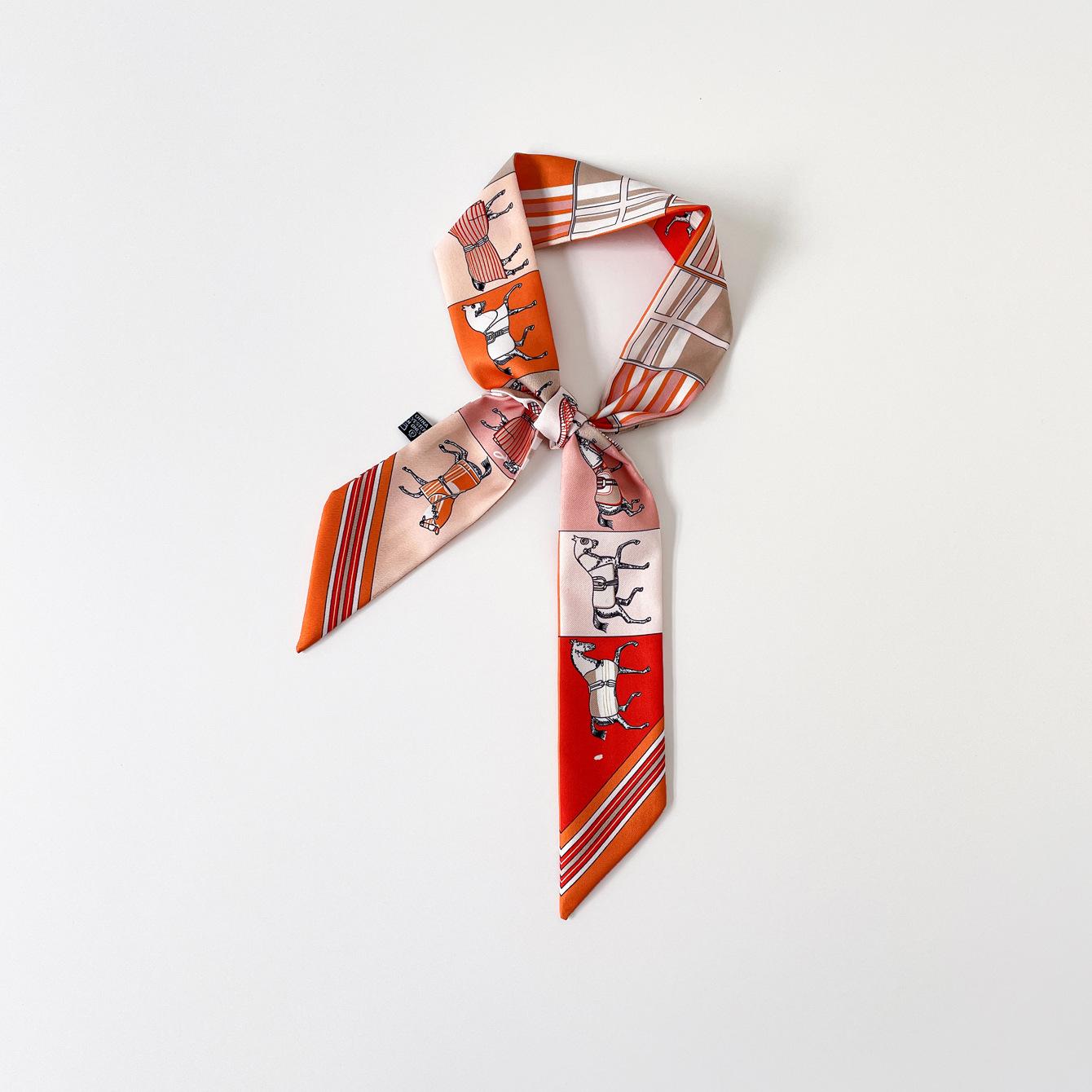 

Summer new product simulation silk horse printing streamer scarf small ribbon mother gift scarf women s bag small silk scarf 88*5