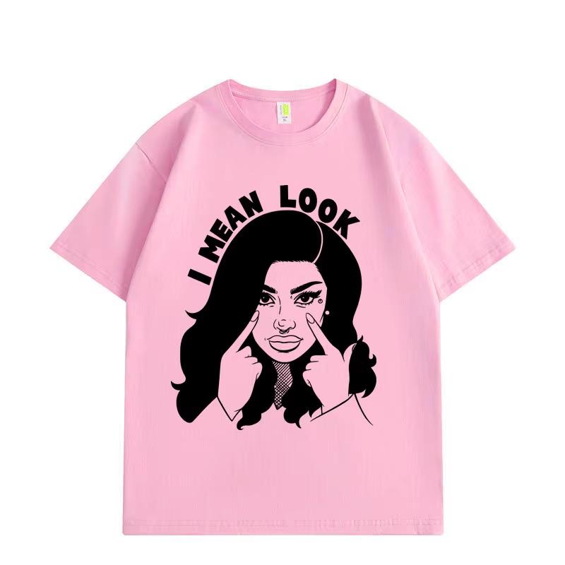 Rapper Cardi B Meme Tshirt I Mean Look Graphic T Shirts Unisexs Unisexs Loose Casual Fashion Hip Hop Short Sleeve Streetwear Tees