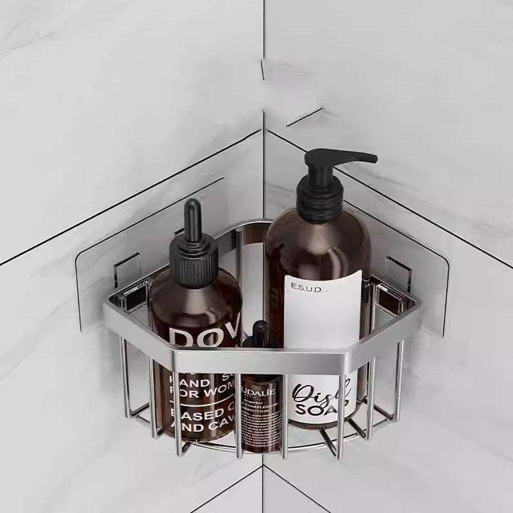 Köksdiskbänk i rostfritt stål, Hörnsvampförvaringskorg, Badrum Hemförvaringsställ, Icke-perforerat triangulärt dräneringsställ