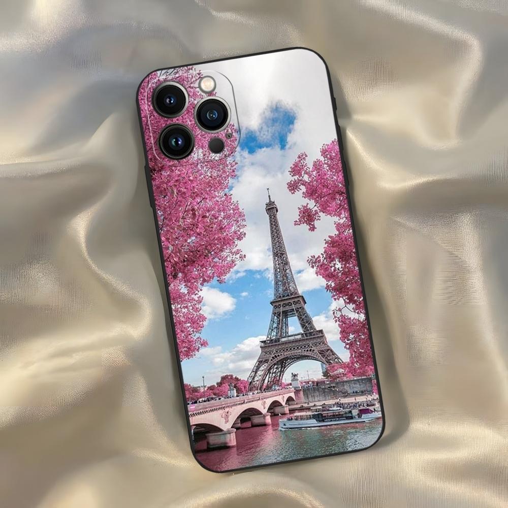 France Paris Eiffel Tower Phone Case for Iphone 16 15 14 13 12 11 Pro Max Xr X Xs Mini 8 Plus SE 2022 Black Soft Silicone Cover
