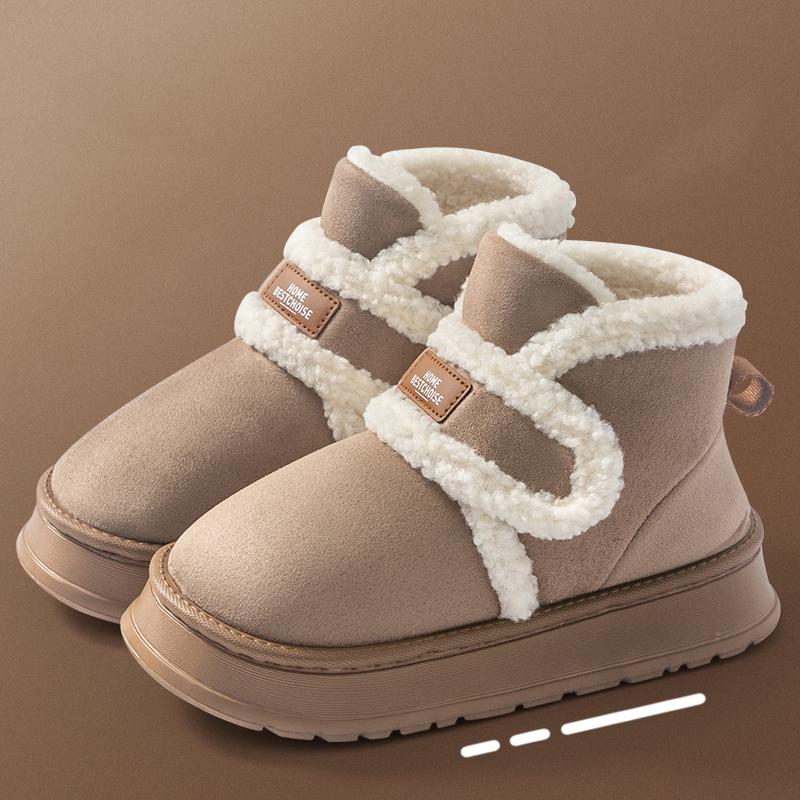 Thick Soled Snow Boots Women Fluffy Plush Faux Fur Soft Slippers Winter Indoor Comfortable Home Non-slip Shoes